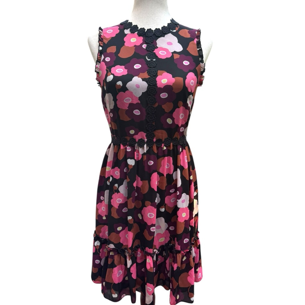 Kate Spade Blooming Floral Mini Dress Size 2 Small Flirty Summer Garden Party - Picture 3 of 15